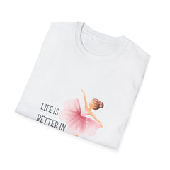 Ballet-Inspired Unisex Softstyle Girls T-Shirt - 'Life is Better in a Tutu'