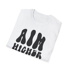Inspirational Unisex Softstyle T-Shirt - 'Aim Higher, Dream Bigger'
