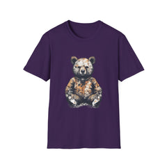 Camo Bear Unisex Softstyle Teddy T-Shirt - Stylish Outdoor Vibe for Nature Lovers
