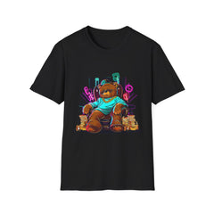 Charming Bear Graphic Unisex Softstyle Teddy T-Shirt - Casual Vibe, Perfect for Gifting