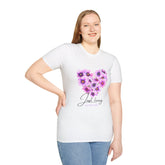 Floral Heart Girls T-Shirt - Just Living My Best Life - Unisex Softstyle Tee