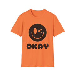 Unisex Softstyle Printed English quotes T-Shirt - 'Okay' Smiley Graphic Tee