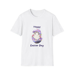 Happy Easter Day Unisex Softstyle Girls T-Shirt - Cute Bunny Design