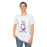 Happy Easter Day Unisex Softstyle Girls T-Shirt - Cute Bunny Design