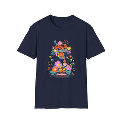 Growth Takes Time Unisex Softstyle Girls T-Shirt - Positive Vibes Floral Design