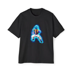 Anime-Inspired Oversized DRAGON Tee for Men - Super Saiyan Battle Design