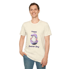 Happy Easter Day Unisex Softstyle Girls T-Shirt - Cute Bunny Design