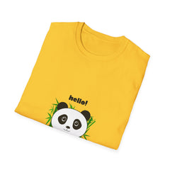 Hello Panda Unisex Softstyle Girls T-Shirt - Cute Animal Graphic Tee