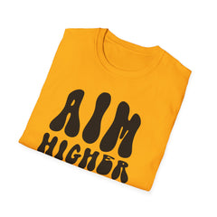 Inspirational Unisex Softstyle T-Shirt - 'Aim Higher, Dream Bigger'