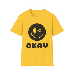 Unisex Softstyle Printed English quotes T-Shirt - 'Okay' Smiley Graphic Tee