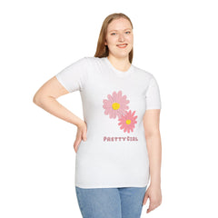 Pretty Girl Floral Unisex Softstyle Girls T-Shirt - Trendy Casual Style for Women