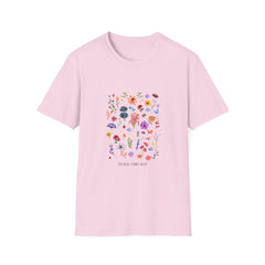 Stay Wild Floral Unisex Girls T-Shirt - Softstyle Nature Tee for Garden Lovers