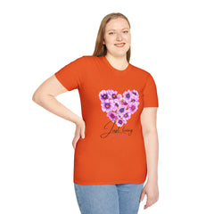 Floral Heart Girls T-Shirt - Just Living My Best Life - Unisex Softstyle Tee
