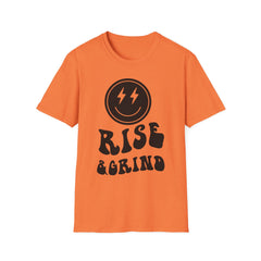 Rise & Grind Printed English quotes Unisex Softstyle T-Shirt - Motivational Graphic Tee