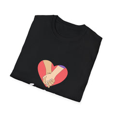 Forever Love Unisex Softstyle Relatonship T-Shirt - Handholding Heart Design