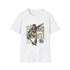 Skateboard Skeleton Graffiti Graphic Tee - Unisex Softstyle T-Shirt for Skate Lovers