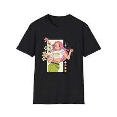 Retro Floral Graphic Girls T-Shirt for Women - Softstyle Tee with Chic Design