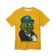 Virtuals Pepe the Frog AOP Unisex Tee - Whimsical Graphic Tee for Gamers, Meme Lovers, Casual Wear, Birthday Gift, Fun Fashion