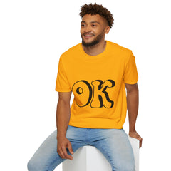 Unisex Softstyle Printed English quotes T-Shirt - Fun 'OK' Graphic Tee for Casual Vibes