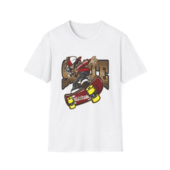 Skateboarder Graffiti Graphic T-Shirt - Unisex Softstyle Tee for Streetwear Enthusiasts