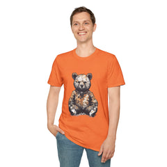 Camo Bear Unisex Softstyle Teddy T-Shirt - Stylish Outdoor Vibe for Nature Lovers