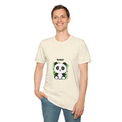 Hello Panda Unisex Softstyle Girls T-Shirt - Cute Animal Graphic Tee