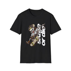 Skateboarding Skeleton Graffiti Unisex Softstyle T-Shirt - Perfect for Halloween and Skate Lovers