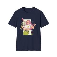 Retro Floral Graphic Girls T-Shirt for Women - Softstyle Tee with Chic Design