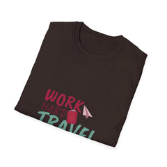 Travel-Inspired Unisex Softstyle Summar T-Shirt - 'Work Hard, Travel Harder'