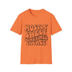 Mostly Sweet Sometimes Savage Printed English quotes Unisex Softstyle T-Shirt - Casual Graphic Tee for Trendsetters