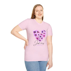 Floral Heart Girls T-Shirt - Just Living My Best Life - Unisex Softstyle Tee