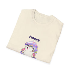 Happy Easter Day Unisex Softstyle Girls T-Shirt - Cute Bunny Design