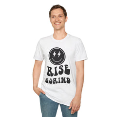 Rise & Grind Printed English quotes Unisex Softstyle T-Shirt - Motivational Graphic Tee