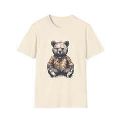 Camo Bear Unisex Softstyle Teddy T-Shirt - Stylish Outdoor Vibe for Nature Lovers