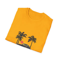 Dreamy Palm Tree Vintage Car Unisex Softstyle Summar T-Shirt