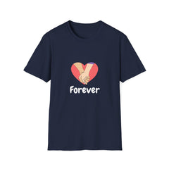 Forever Love Unisex Softstyle Relatonship T-Shirt - Handholding Heart Design
