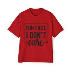 Oversized Fun Fact Tee - 'I Don't Care' Statement T-Shirt for Casual Style