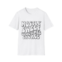 Mostly Sweet Sometimes Savage Printed English quotes Unisex Softstyle T-Shirt - Casual Graphic Tee for Trendsetters