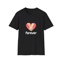 Forever Love Unisex Softstyle Relatonship T-Shirt - Handholding Heart Design