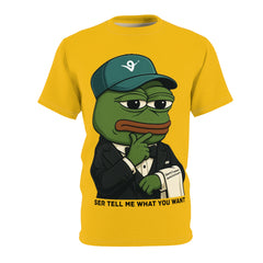 Virtuals Pepe the Frog AOP Unisex Tee - Whimsical Graphic Tee for Gamers, Meme Lovers, Casual Wear, Birthday Gift, Fun Fashion