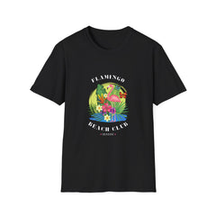 Flamingo Beach Club Unisex Softstyle Summer T-Shirt - Tropical Vibes