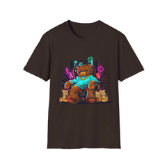 Charming Bear Graphic Unisex Softstyle Teddy T-Shirt - Casual Vibe, Perfect for Gifting