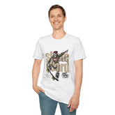 Skateboard Skeleton Graffiti Graphic Tee - Unisex Softstyle T-Shirt for Skate Lovers
