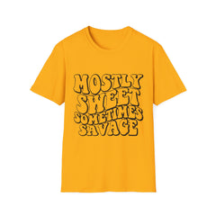 Mostly Sweet Sometimes Savage Printed English quotes Unisex Softstyle T-Shirt - Casual Graphic Tee for Trendsetters