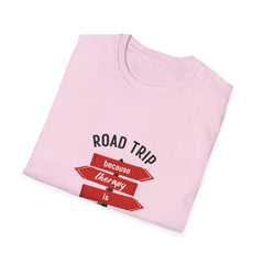 Road Trip Therapy Unisex Softstyle Girls T-Shirt - Adventure & Humor