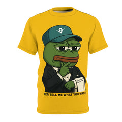 Virtuals Pepe the Frog AOP Unisex Tee - Whimsical Graphic Tee for Gamers, Meme Lovers, Casual Wear, Birthday Gift, Fun Fashion