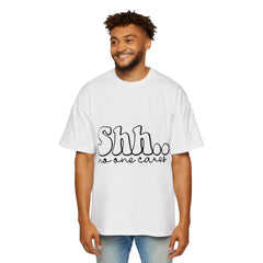 Casual Men's Oversized Tee - "Shhh... No One Cares"