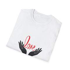 Unisex Softstyle Relatonship T-Shirt - 'Love' Hands Graphic Tee