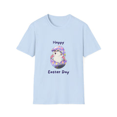 Happy Easter Day Unisex Softstyle Girls T-Shirt - Cute Bunny Design