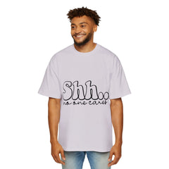 Casual Men's Oversized Tee - "Shhh... No One Cares"